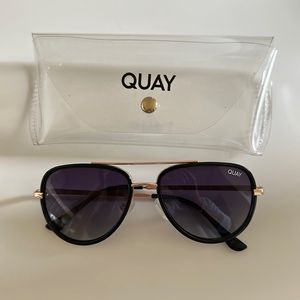 Black & Gold Quay Sunglasses with Clear Case